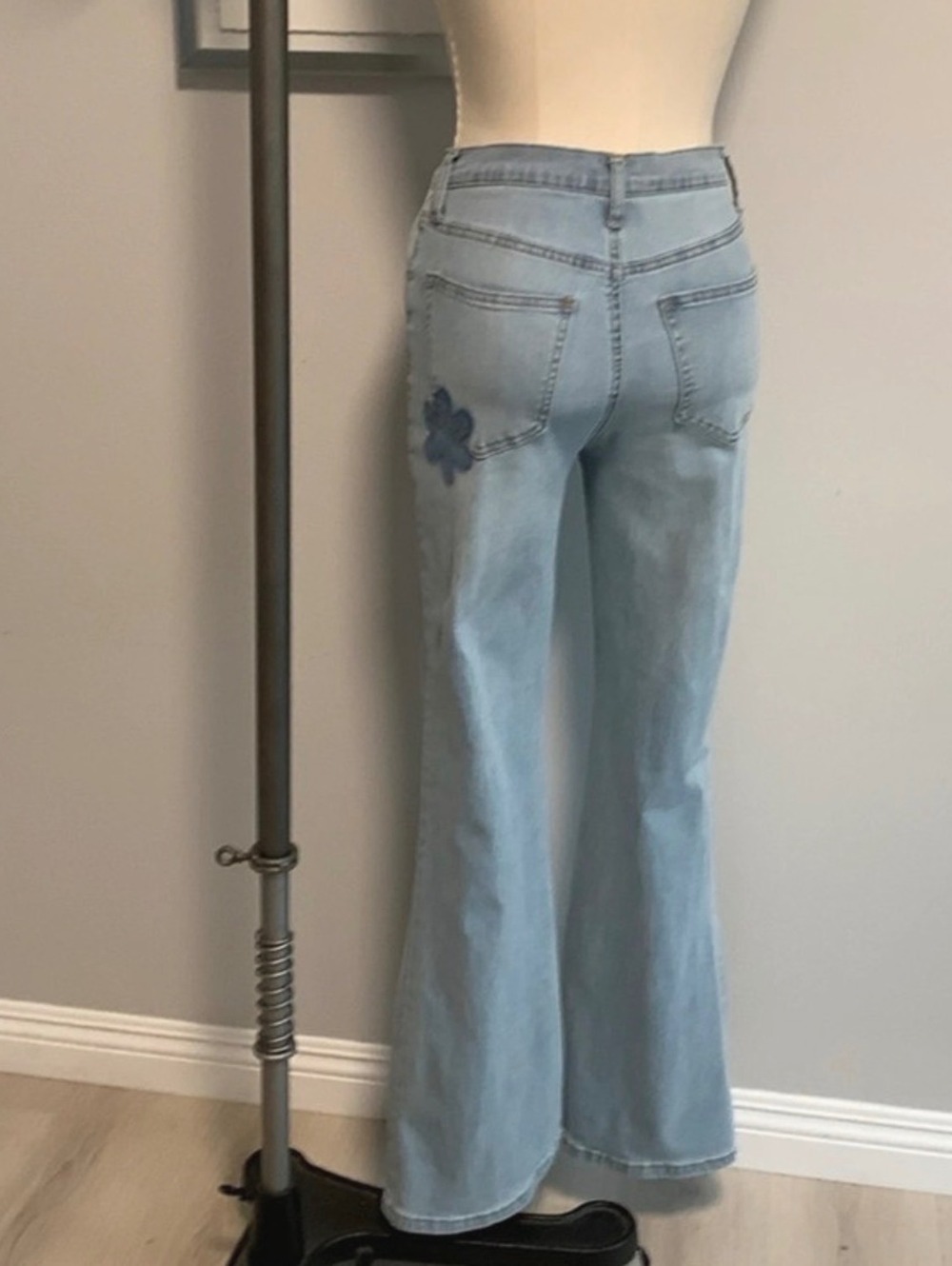 Altered State Flower Bell Bottom Jeans Fairy Boho Hippie Flared Blue Medium